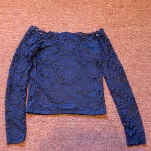 Beautiful Blue Indigo Lace Blouse